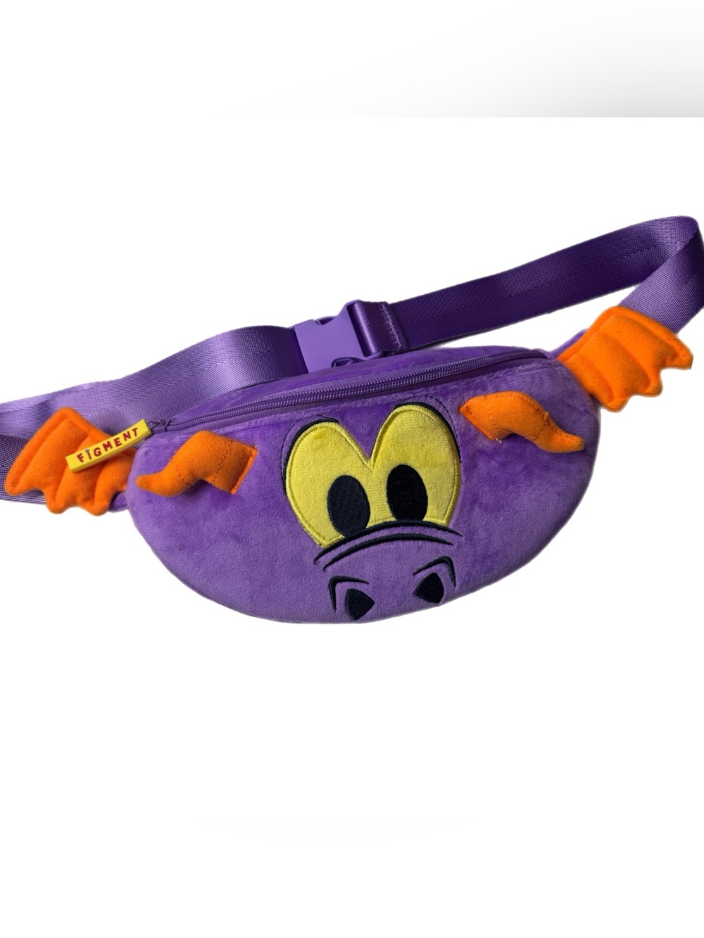 New Disney Parks Figment plush fanny pack with embroidered details, orange wings